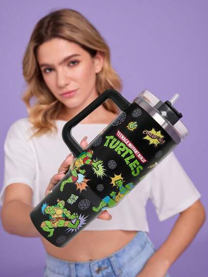 TEENAGE MUTANT NINJA TURTLES | SHEIN 40oz Tumbler With Handle, Insulated Cup, Vacuum Insulated Water Bottle, Stainless Steel Travel Mug, Car Mug
