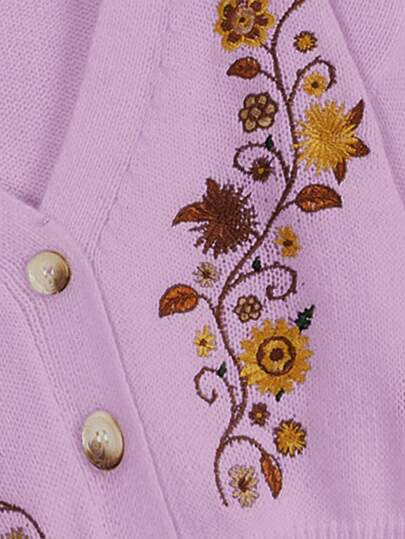 Hippie Women's Cottagecore Bohemian Embroidered Cardigan