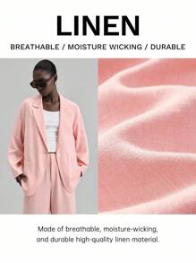 Ontre Trang phục chuyển mùa thu mới cho nữ năm 2025, trang phục công sở trường học phong cách nông thôn thập niên 2000, áo khoác vest dài tay đơn giản màu trơn - Hồng - Xem 1