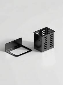 Weiß und schwarz transparentes Zahnbürsten-Zahnpasta-Regal, Badezimmer Kamm Rasierer Wandregal ohne Bohren Badezimmer Aufbewahrungsregal