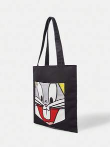 LOONEY TUNES X SHEIN Cartoon Animal Pattern Large Capacity Black Shoulder Bag - Black - View 4