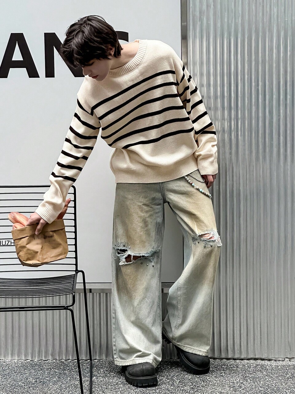 Men's Casual Multicolor Striped Knitted Sweater, Autumn/Winter