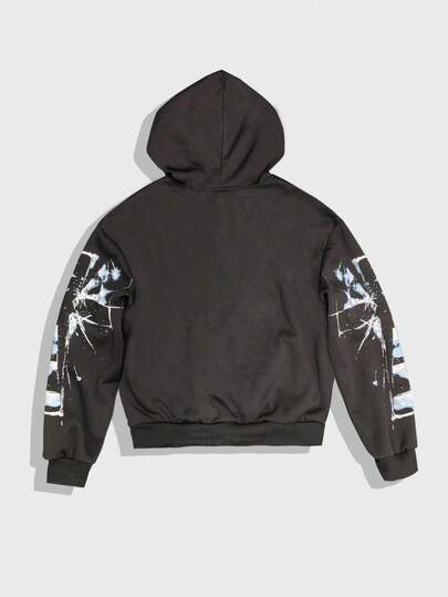 Street Life Sudadera con cremallera de manga larga informal con estampado de retrato de hombre