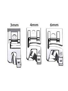 Set de 3 piezas de prensatelas de dobladillo de acero inoxidable, accesorios para máquina de coser, que incluyen set de prensatelas de dobladillo de 3 mm, 4 mm y 6 mm para máquinas de coser multifuncionales para el hogar, agujas finas, herramientas de costura, artículos esenciales del hogar, regalo navideño