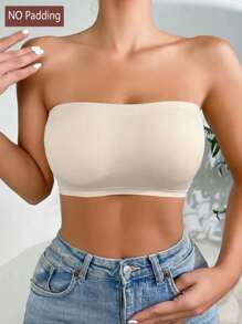 Sujetador Sin Tirantes Y Sin Costuras Para Mujer - Caqui - Ver 1