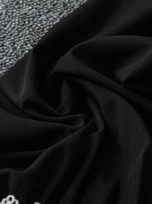 Rometta Exquisite & Elegant  Plus Size Women's Color Block Floral Trim Button Down Shirt Fall Cloth For Women - Black - View 5