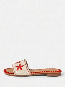 Styleloop Women's Flat Sandals, Woven Texture, Bohemian Style, Suitable For Vacation, Halloween, Christmas, And Parties - Red - View 9