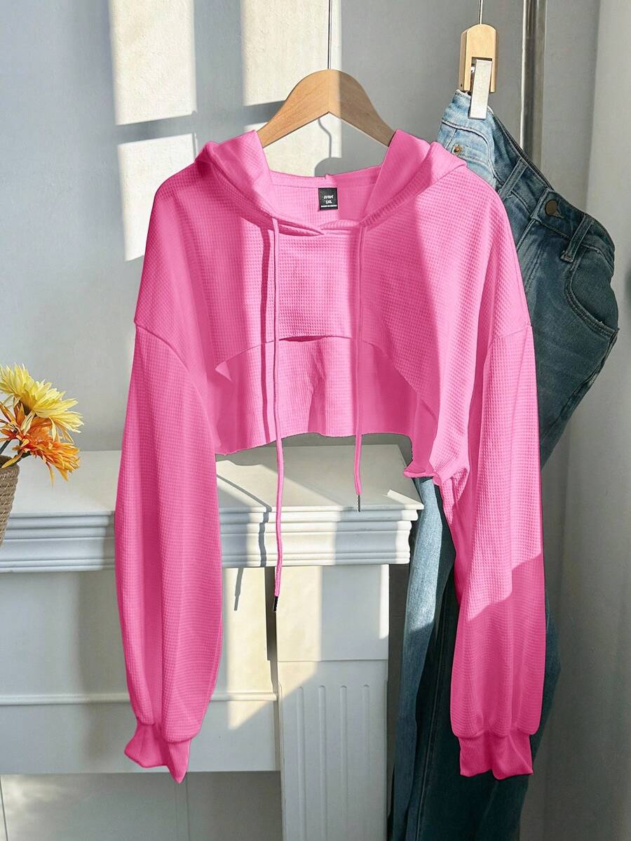 Comfortcana 大码紫红色针织短款连帽运动衫