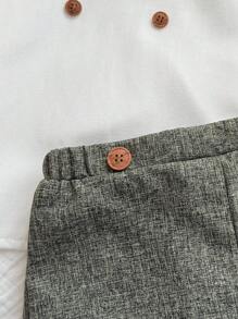 2 件套可爱男婴休闲夏季 Polo 领衬衫和短裤套装，绅士装适合生日派对、晚会、表演、婚礼、婴儿洗礼、一个月生日、洗礼和一岁生日庆祝 - 彩色 - 查看 5