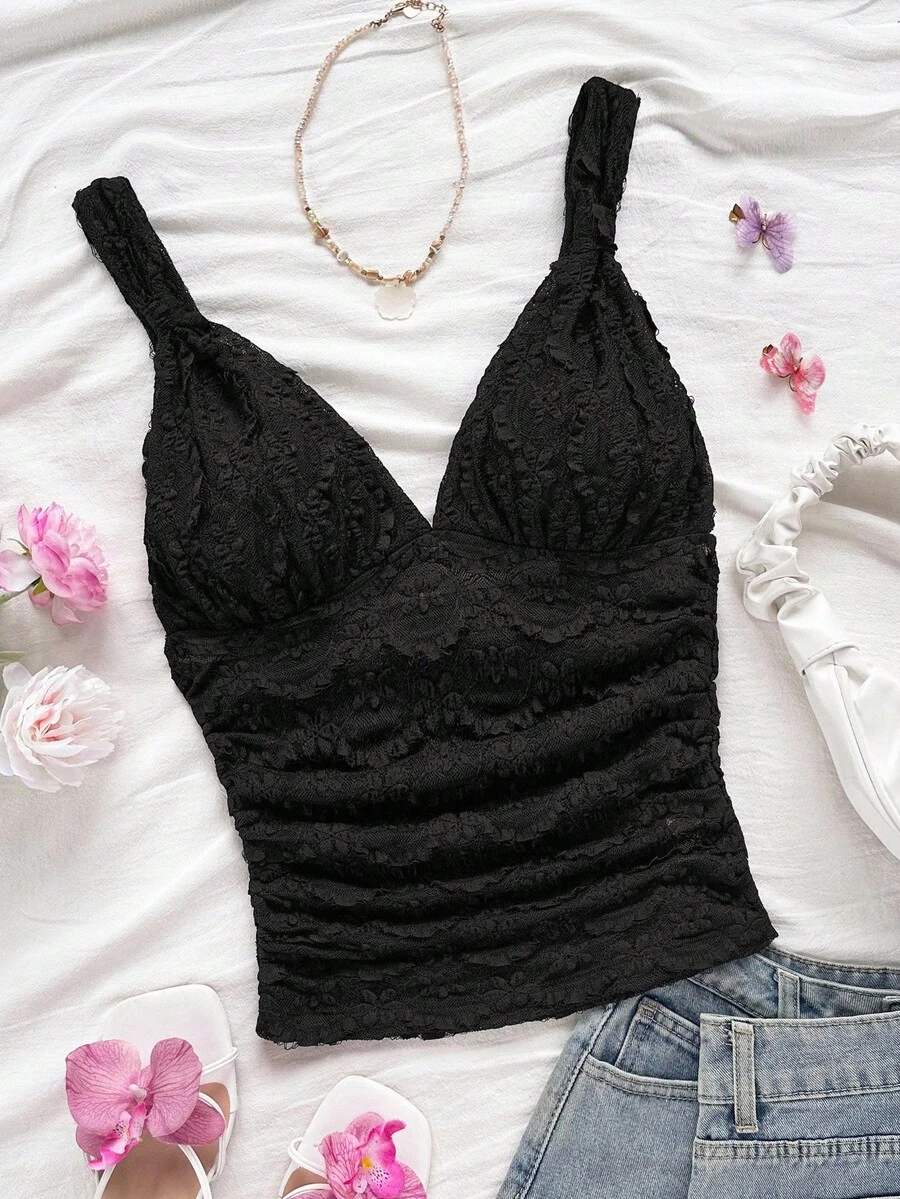 Soleia New Sweetheart Neck Knitted Textured Fabric - Black - View 1