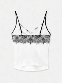 Maija 黑白蕾丝拼接吊带背心，舒适亲肤，优雅百搭，适合复活节、音乐节、毕业早午餐等各种场合，是秋季优雅上衣的理想之选。 - 黑與白 - 查看 7