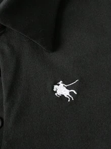 INAWLY 2 件女式休闲长袖黑灰色刺绣 Polo 领 T 恤，户外修身款 - 彩色 - 查看 7