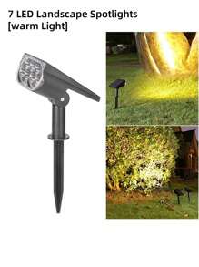 二合一太阳能LED聚光灯，户外超亮多色景观灯，适用于树木、庭院、花园、别墅装饰、路径照明 - 黑色 - 查看 12