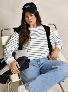 Zelara Plus Size Casual Round Neck Long Sleeve Leopard Print Loose Comfortable T-Shirt For Autumn & Winter Graphic Tees Women Tops For Going Out Streetwear Cute Tops Women Going Out Outfits Office Streetwear Women Kawaii Back To School Fall Women Clothes Winter Outfit For Women Autumn Clothes Back To School Business Casual Woman Streetwear