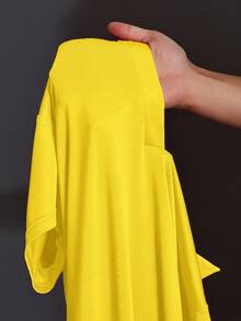 Slaydiva Vestido de manga corta con cuello polo, ajustado, elástico, minimalista, versátil y casual para uso diario en verano, talla grande para mujer