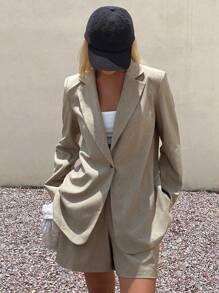 DAZY Women's Loose Suit Jacket And Wide-Leg Pants 2 Pieces Set - Grey - View 3