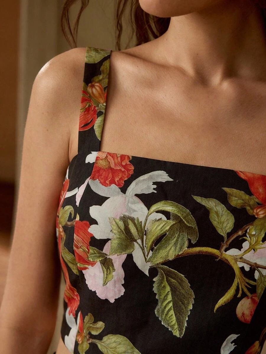 MOTF PREMIUM FLORAL PRINT CROP TANK TOP - Multicolor - View 2