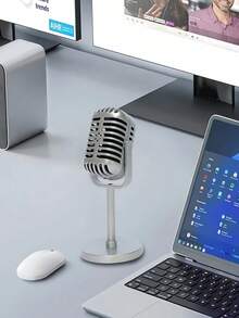 1PC Retro Microphone Plastic Props With Adjustable Angles, Retro Fake Microphone Decorations, Party Supplies, Love Live Performances, Home Bar Ornaments - Multi-color optional - View 8