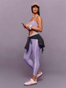 GLOWMODE Quần legging FeatherFit™ 26 inch kẻ sọc, cạp chun, thích hợp cho yoga cường độ thấp và sử dụng hàng ngày. - Màu Lilac Tím - Xem 5