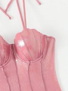 Swim Oasis 2 件套夏季新款高端闪亮材质贝壳装饰聚拢泳衣，女士连体泳衣