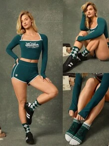 GLOWMODE X Harry Potter 2-Pack Soft Comfy Jacquard Embroidered Anti-Chafing Cotton Blend Crew Socks & Ankle Socks Set Daily Casual - Green - View 8