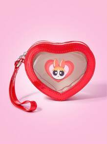 THE POWERPUFF GIRLS X SHEIN 花朵图案时尚便携手持可爱大容量零钱包 - 紅色 - 查看 2