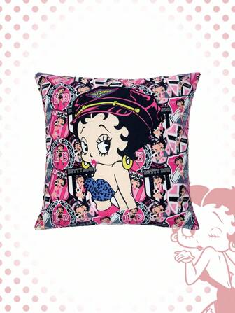 Betty Boop | ROMWE Funda de cojín con gráfico de figura de dibujos animados de moda