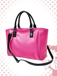 Betty Boop | ROMWE 女士卡通人物图案粉色摩托车包健身通勤手提包软皮旅行包镂空性感包 - 玫紅色 - 查看 5