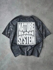 PAVTROS 男士休闲日常街头字母印花 T 恤 - 彩色 - 查看 5