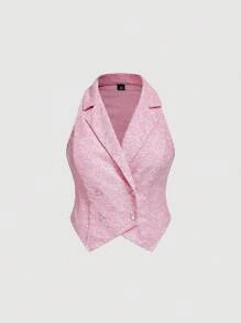 SHEIN MOD Conjunto de 2 piezas de top sin mangas y pantalones para uso diario y casual en talla grande, conjunto de mujer color rosa para otoño/invierno - Rosa - Ver 6