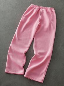 PAVTROS Manfinity Streetrush Men's Light Pink Summer Streetwear Graphic City Break Heart Rhinestone Decor Loose Fit Long Pants,2000s Style Music Festival - Pink - View 4