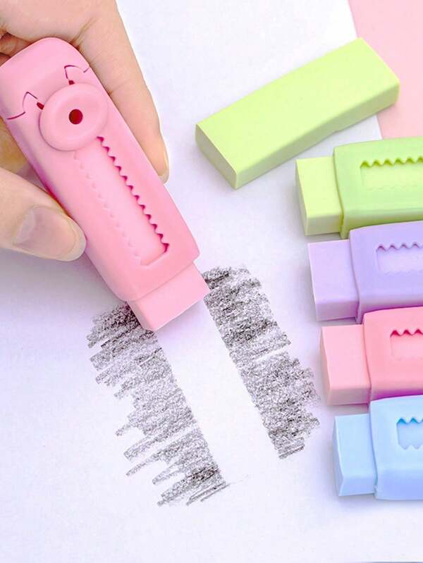 SHEIN 1PC Retractable Push Erasers For Students, Clean, No Residual, Flexible.Suitable For Study, Painting, Office Work. Small And Exquisite, Easy To Carry Back To School