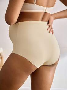BloomMama Ropa interior de maternidad para uso diario, sin costuras, de alta elasticidad, suave y de cintura alta, color beige - Beis - Ver 2