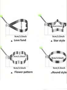 4 件装不锈钢煎蛋模具，煎饼和鸡蛋成型器，用于烹饪和装饰，厨房配件，蛋圈模具，煎蛋模具，DIY 煎蛋模具，创意蛋模具，烹饪蛋圈模具，不锈钢圈模具，面包模具，厨房配件