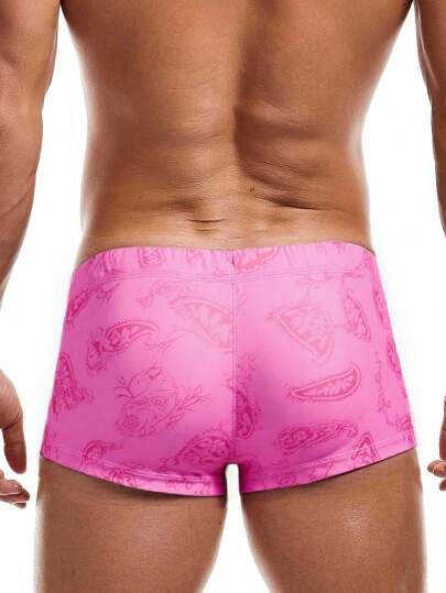 Street Life Men's Elastic Waist Drawstring Skull Hand Pattern Summer Swim Trunks
