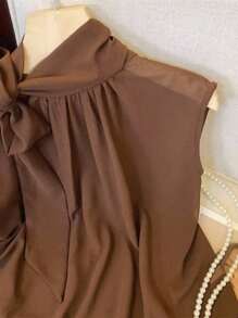 SHEIN 女士纯色时尚宽松无袖雪纺衬衫