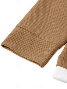 Manfinity Dauomo Men's Casual Colorblock Long Sleeve T-Shirt, Fall - Khaki - View 3