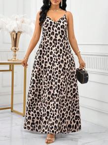 SHEIN Lady 豹纹女式长裙 女士波西米亚风露背女式宽松长裙 女士连衣裙 宽松露肩生日和活动礼服/节日礼服 度假服装 女士波西米亚风/波西米亚风女装 吊带上衣 非洲女装 女士连衣裙 女士夏季热带连衣裙 新品 女士连衣裙 沙滩裙 复活节连衣裙/女士复活节连衣裙/女士复活节服装 女士夏季连衣裙 - 杏色 - 查看 6