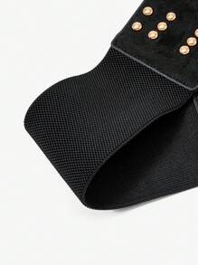 MUSERA Embellished Studded PU Belt Edgy Fun For Festival - Black - View 6