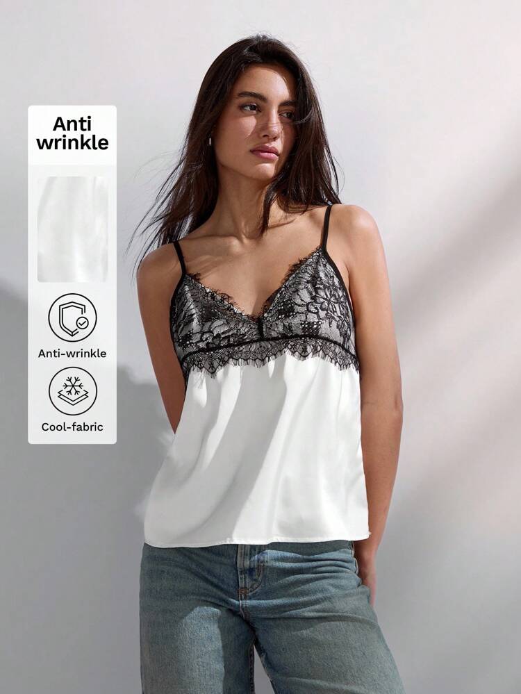 SHEIN Maija MAIJA Beach Ruffle Hem Smocked Elastic Waist Cami Top