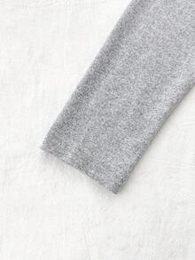 SHEIN Girlism Áo thun dài tay cổ tròn in hình bướm màu xám dành cho bé gái tuổi teen, thiết kế tối giản, nhún eo - Màu Xám nhạt - Xem 4