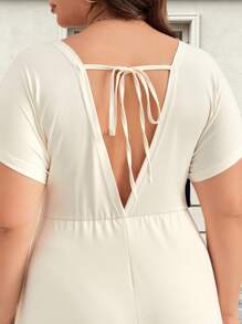 INAWLY Women's Plus Size White Long Casual Dress, Elegant Short Sleeve