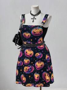 Sweetra 加大码彩色骷髅十字架性感无袖连衣裙 - 彩色 - 查看 6