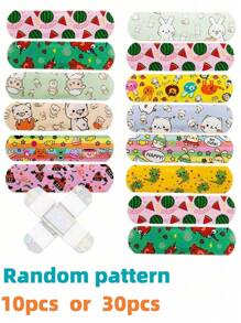 SHEIN (10Pcs/30Pcs Cartoon-Style Band-Aids, Multi-Purpose Waterproof Band-Aids Made Of PE Material, Anti-Wear Foot Patches, Creative Bandages, Essentials For Home And Outdoor Use, Random Patterns Christmas For Holiday Gift Giving,School Stuff. - Multicolor - View 10