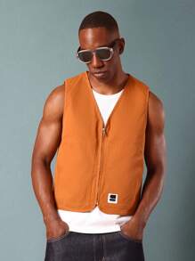 SUMWON Workwear Utility Vest Sleeveless Zip Front Lightweight Outdoor Canvas Waistcoat Construction Carpenter Professional Spring Fall Multipocket Tool Vest - Camel - View 5