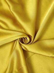 SHEIN Lady Spring And Summer Elegant Modest Party Wedding Cocktail Party Concert/Music Festival Gold Woven Satin Stand Collar Ball Gown Frill A Line Dress - Yellow - View 8