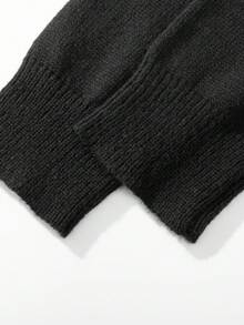 Manfinity EZcore Men's Solid Color V-Neck Long Sleeve Single-Breasted Black Cardigan , Fall Winter