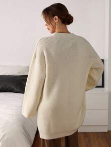 EURMUSE Women Soft Touch Tie Front Loose Cozy Cardigan Tie Front Sweater Womens Knit Top V-Neck Sweater Knitted Pullover Sweater For Women,Cardigans,Long Cardigans Woman,Petite,Tall - White - View 2