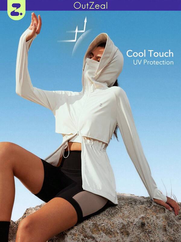 OutZeal SunProof UPF50+ Cooling Sun Protection Drawstring Waist Hooded Jacket Women With Detachable Brim