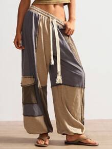 Bohemela Autumn/Winter Boho Casual Knit Patchwork Loose Women's Pants - Multicolor - View 3